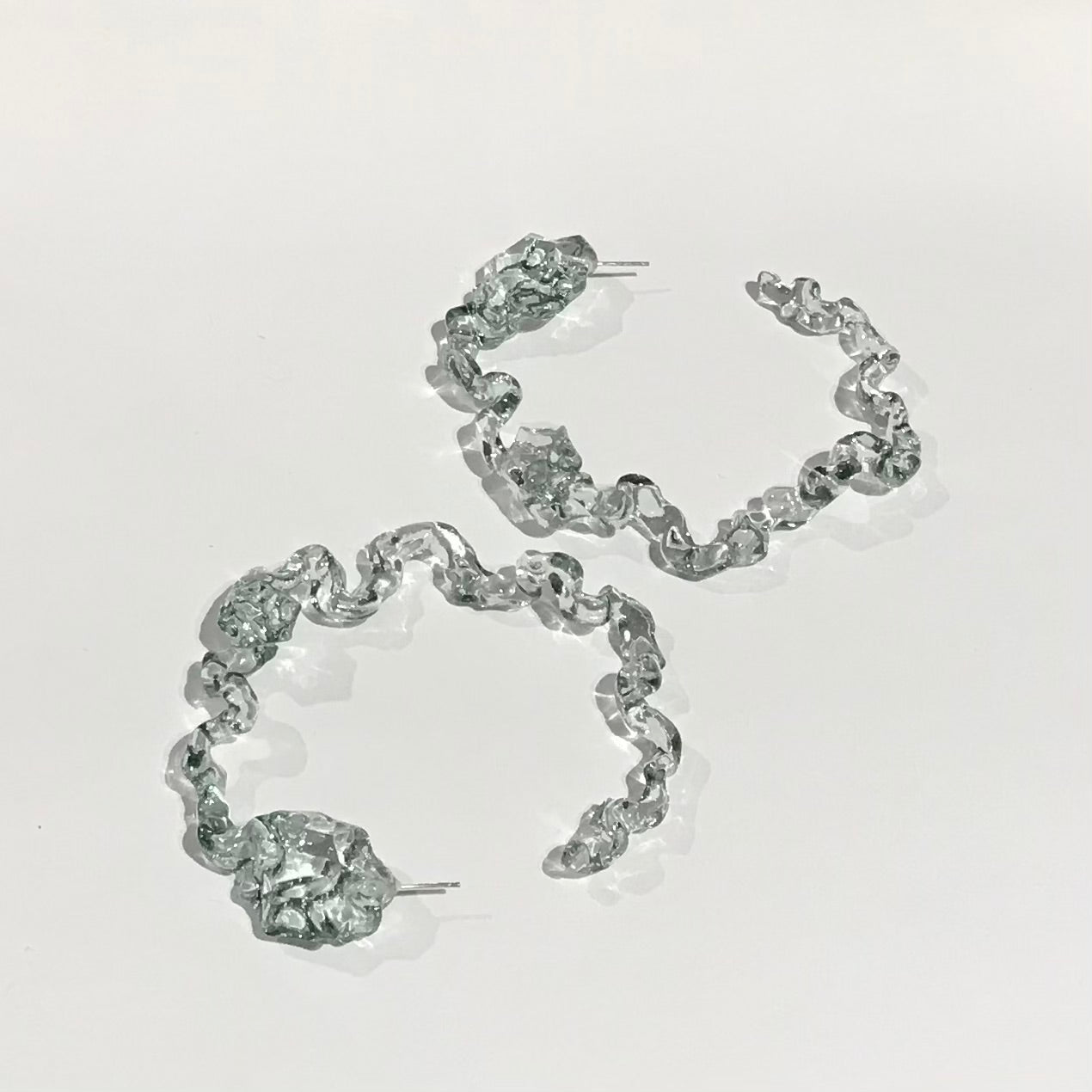 Sphinxy Diamond Fossil Resin C-shape Earrings