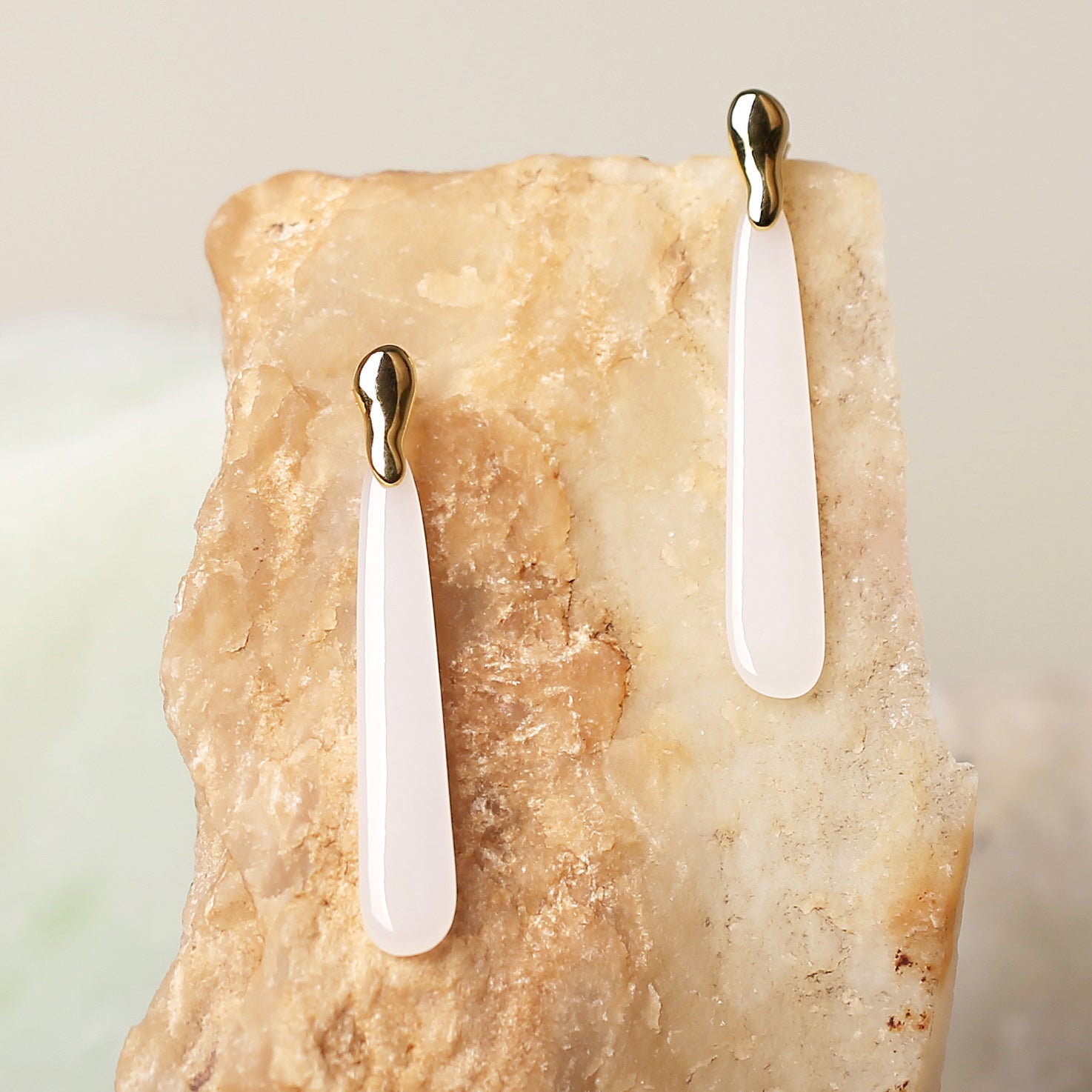 L'ELEMENTO Hetian White Jade Earrings