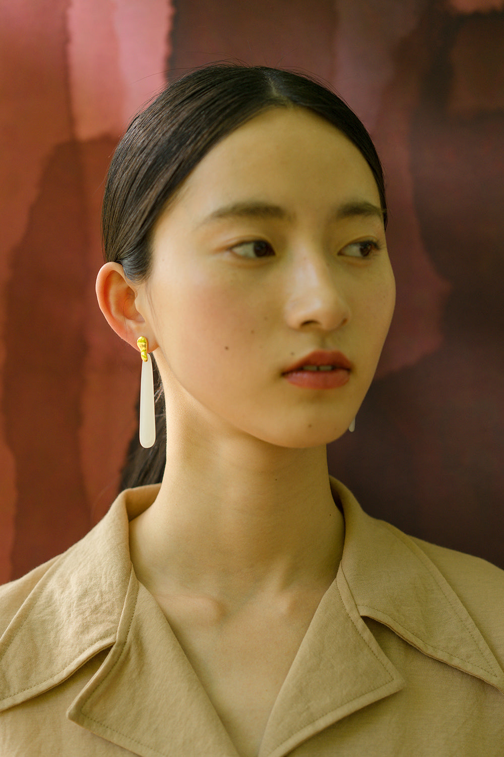 L'ELEMENTO Hetian White Jade Earrings