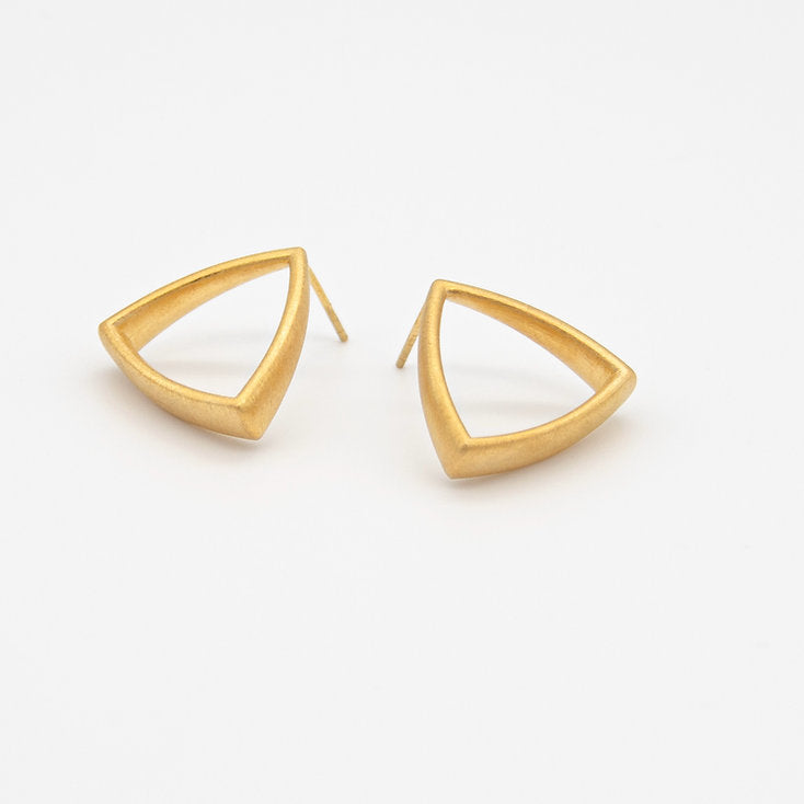 Sheng Zhang Curved Curves Framed Triangle Earrings