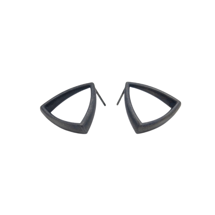 Sheng Zhang Curved Curves Framed Triangle Earrings