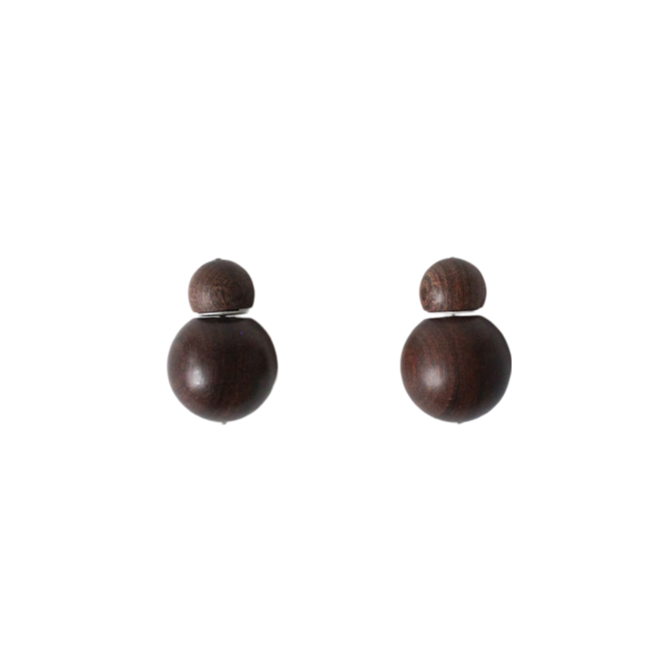 QIQI Compounded  Small Orb Earrings in Zebra Wood
