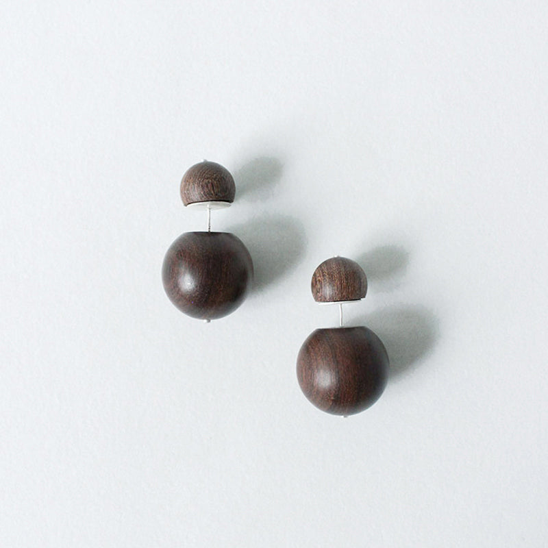 QIQI Compounded Small Orb Earrings in Zebra Wood