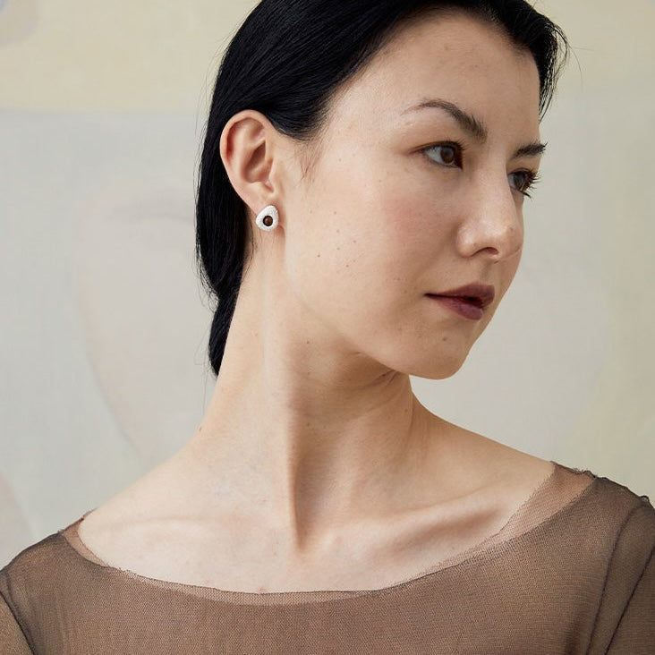 QIQI Pip  Small Earrings in Zebra Wood