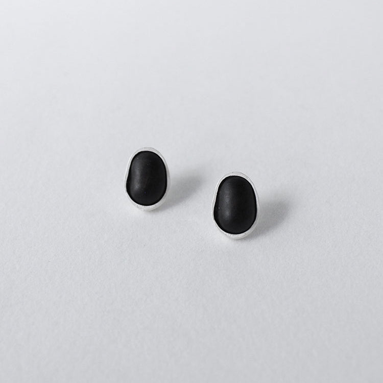 QIQI Contour Small Ebony Wood Earrings