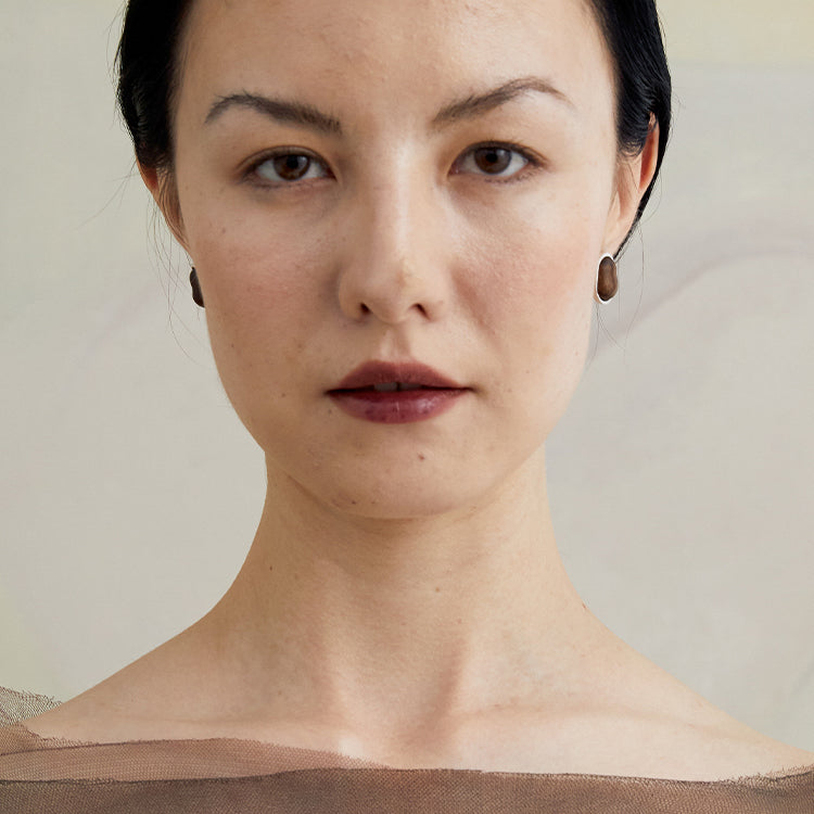 QIQI Contour Small Zebra Wood Earrings