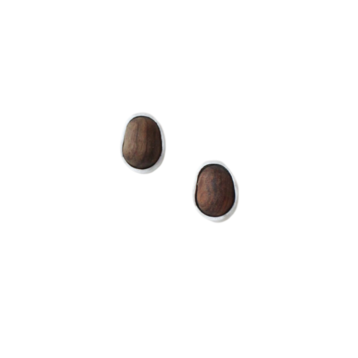 QIQI Contour Small Zebra Wood Earrings
