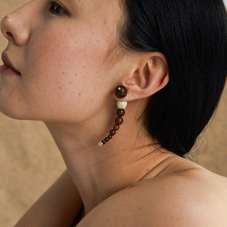 QIQI String Bendy Earrings in Zebra Wood