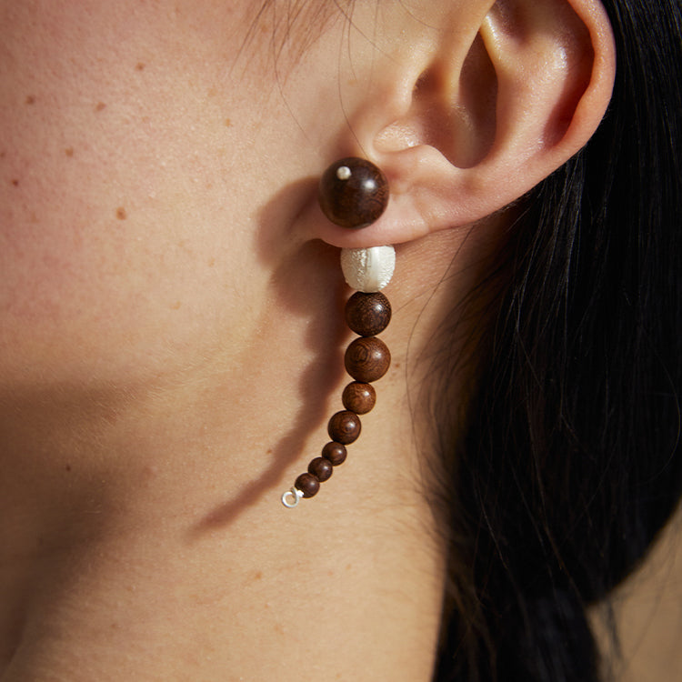 QIQI String Bendy Earrings in Zebra Wood