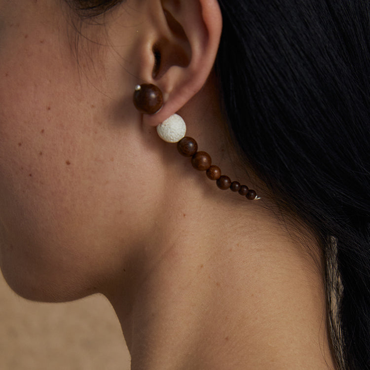 QIQI String Bendy Earrings in Zebra Wood
