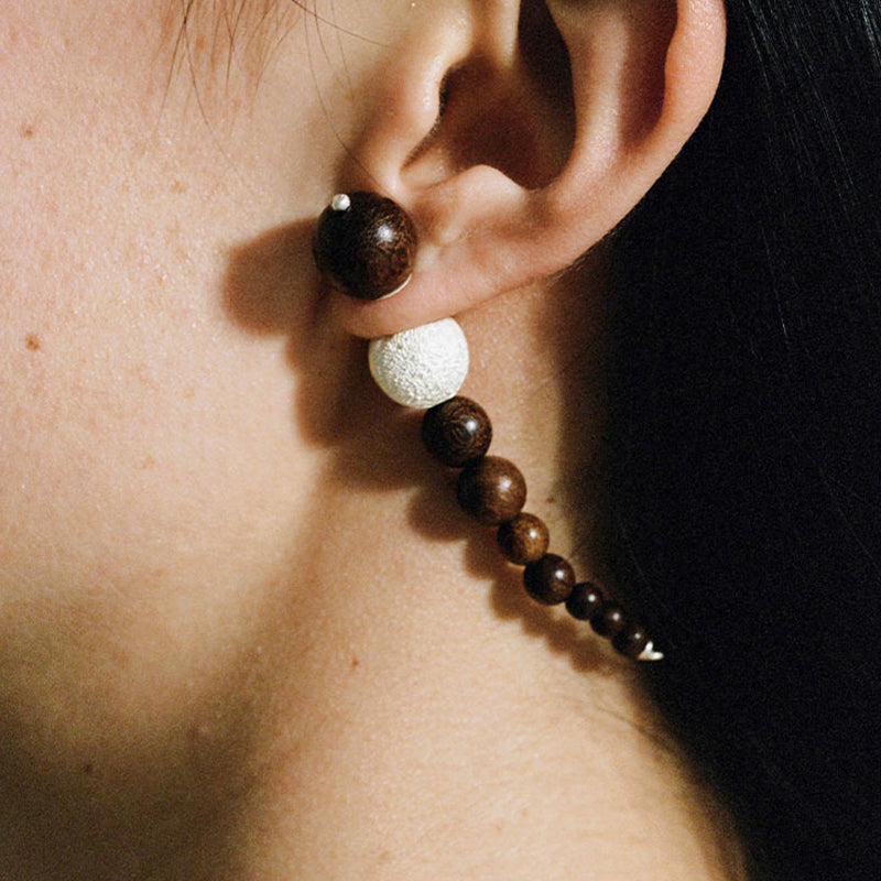 QIQI String Bendy Earrings in Zebra Wood