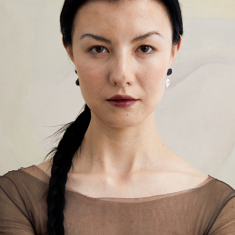 QIQI Pip Mismatch Earrings in Ebony Wood