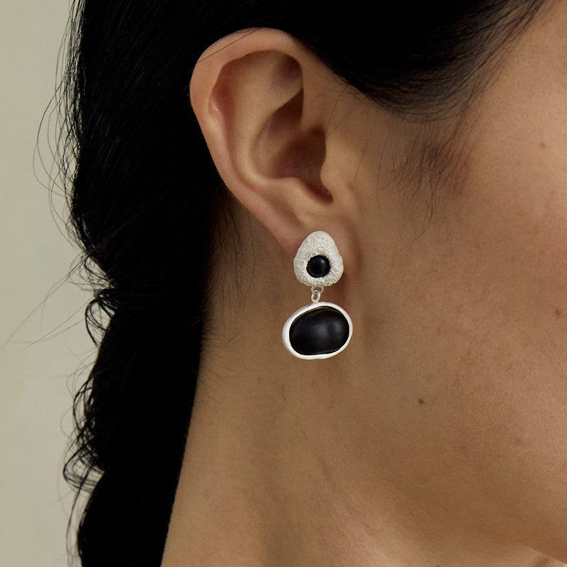 QIQI Pip Mismatch Earrings in Ebony Wood