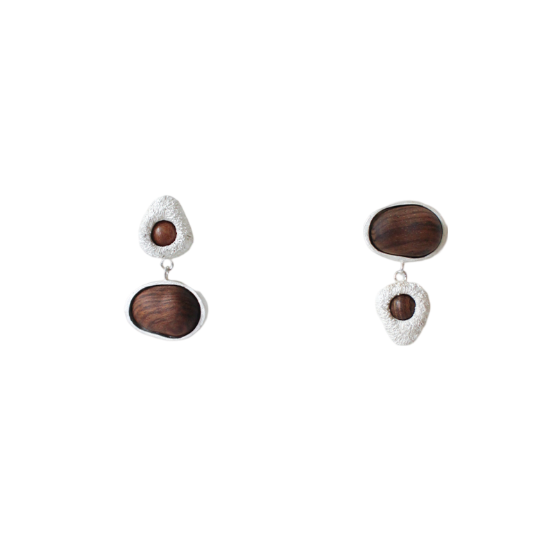 QIQI Pip Mismatch Earrings in Zebra Wood