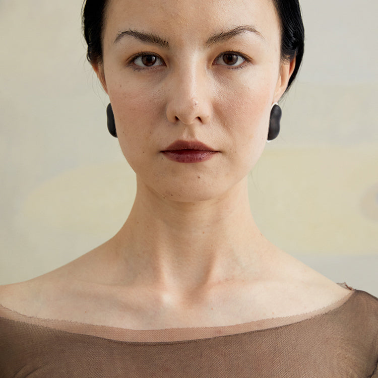 QIQI Contour Large Ebony Wood Earrings