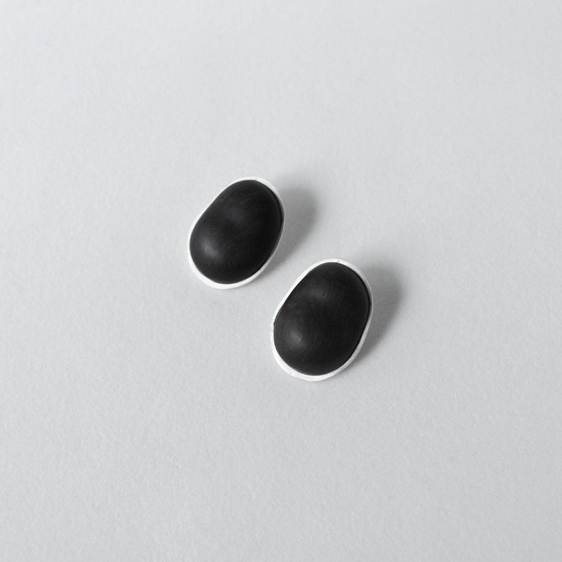 QIQI Contour Large Ebony Wood Earrings
