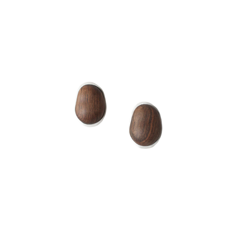 QIQI Contour Large Zebra Wood Earrings