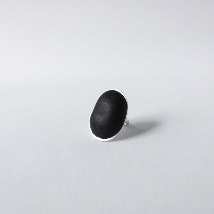 QIQI Contour Cocktail Ring with Ebony Wood