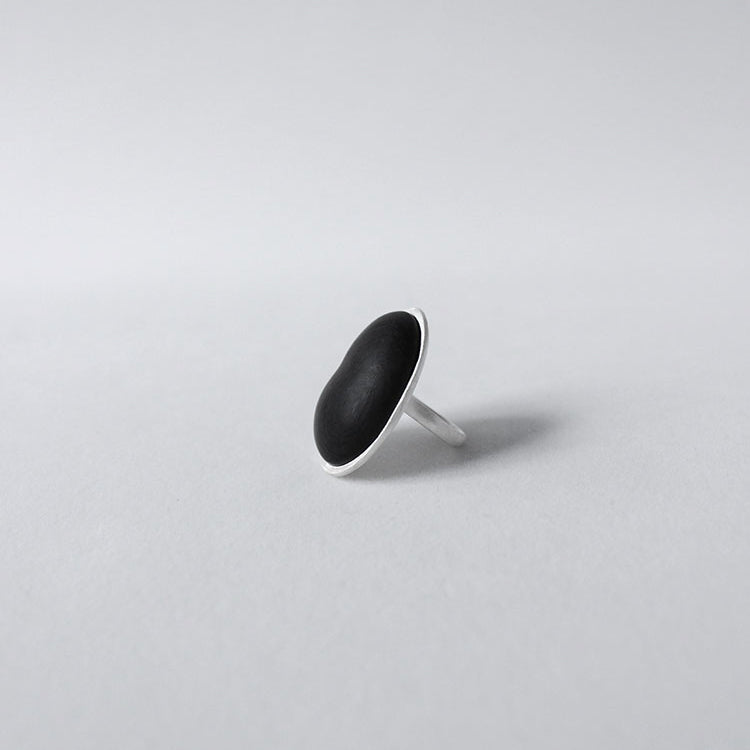 QIQI Contour Cocktail Ring with Ebony Wood