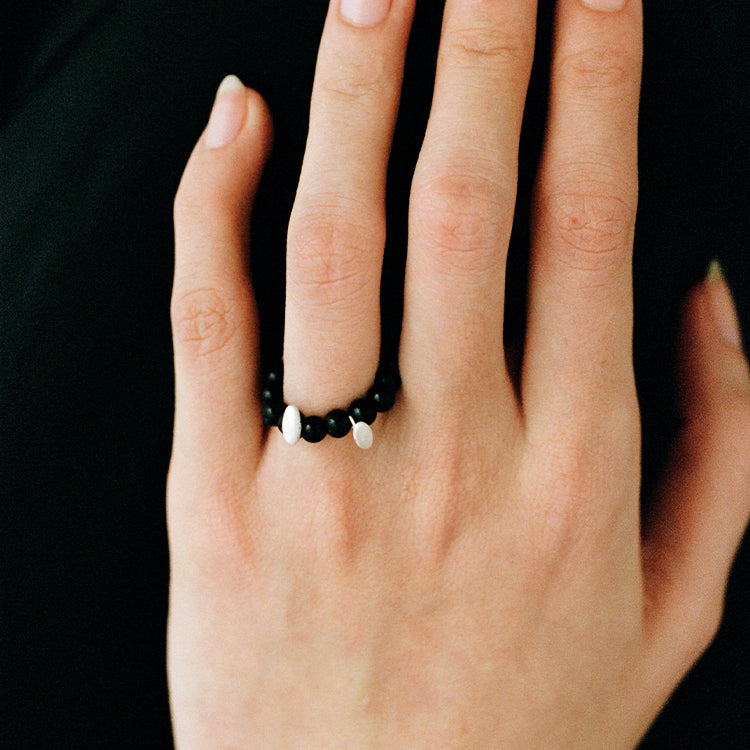 QIQI Pip Beaded Ring in Ebony Wood