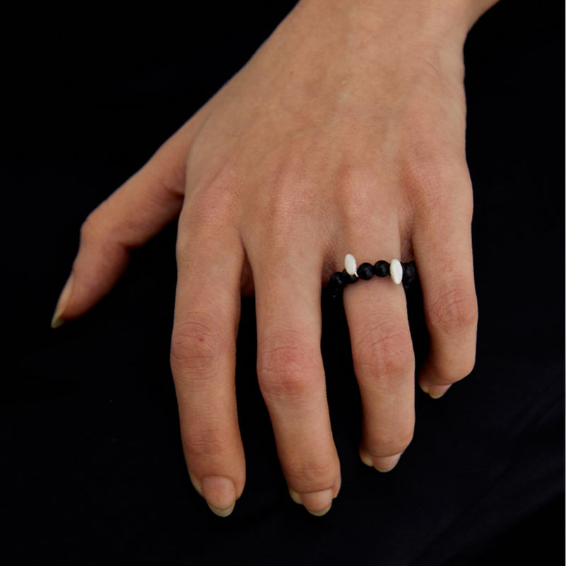 QIQI Pip Beaded Ring in Ebony Wood