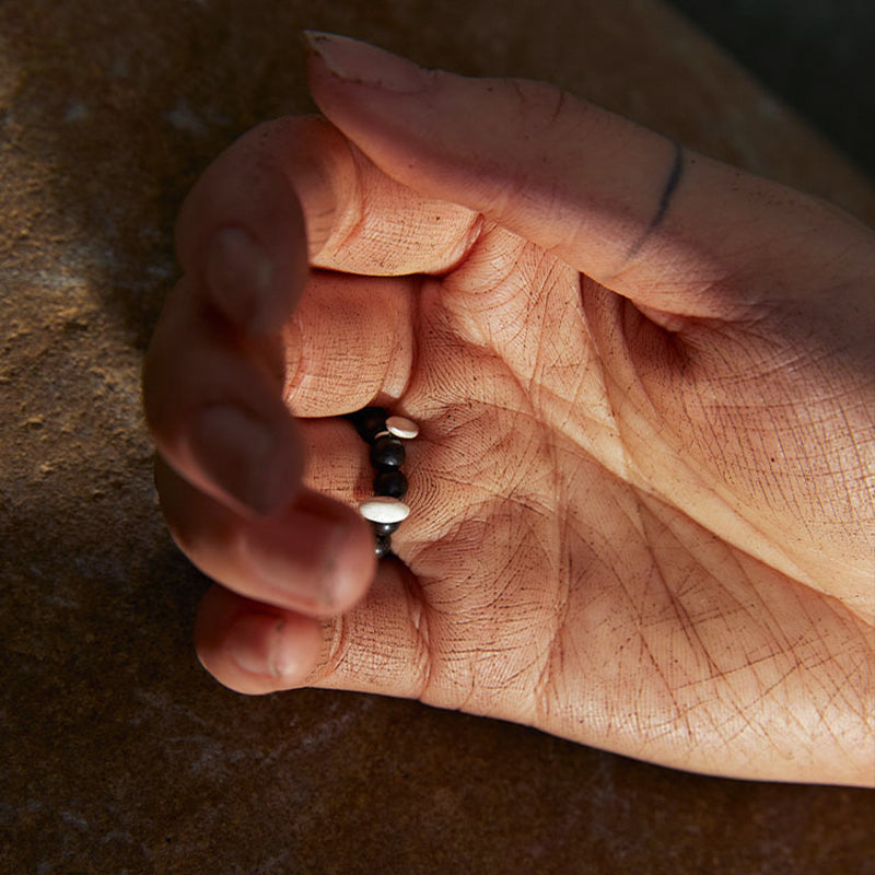 QIQI Pip Beaded Ring in Ebony Wood