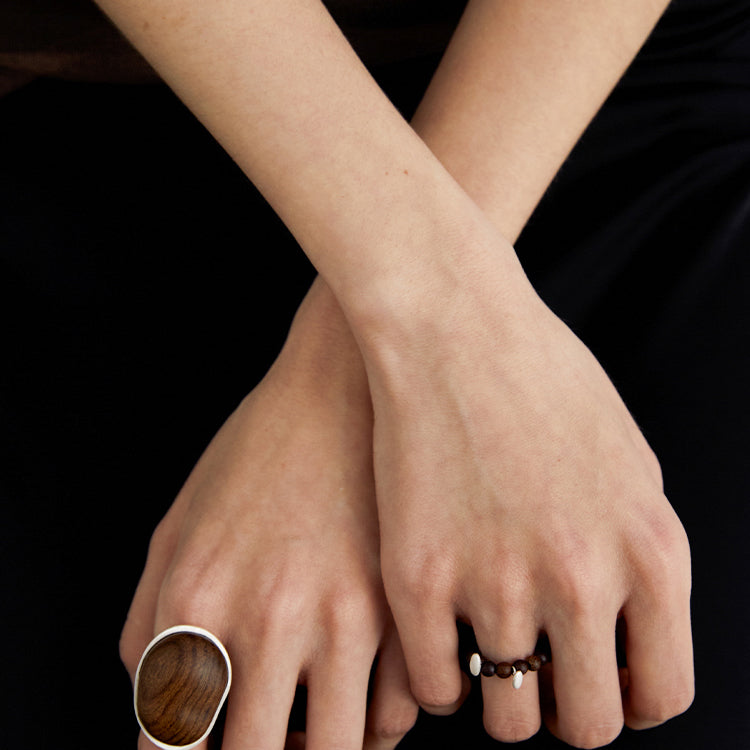 QIQI Pip Beaded Ring in Zebra Wood