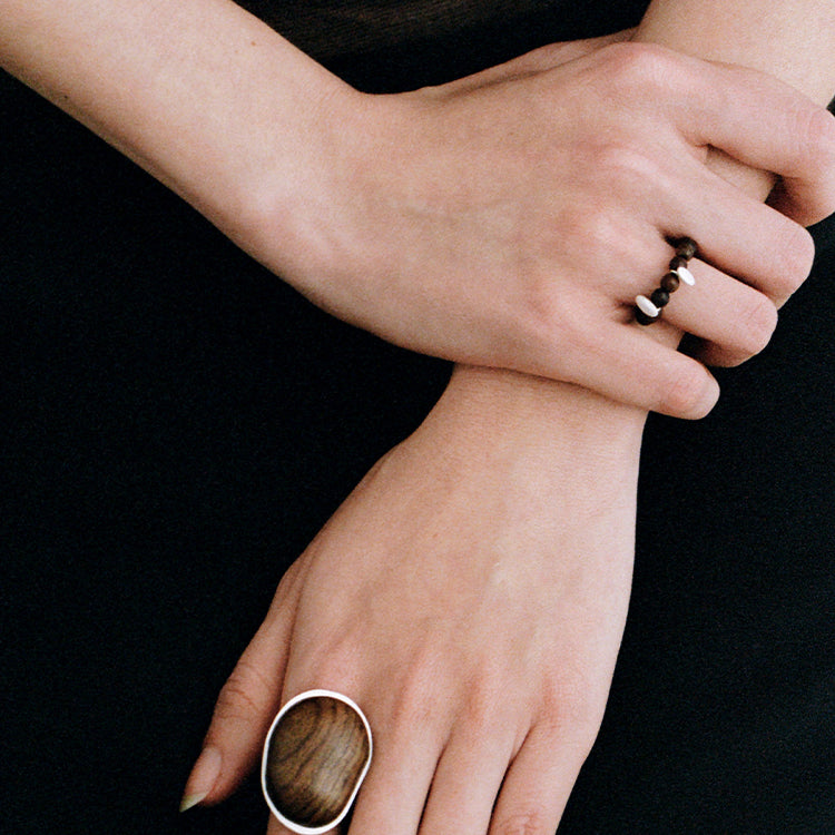 QIQI Pip Beaded Ring in Zebra Wood