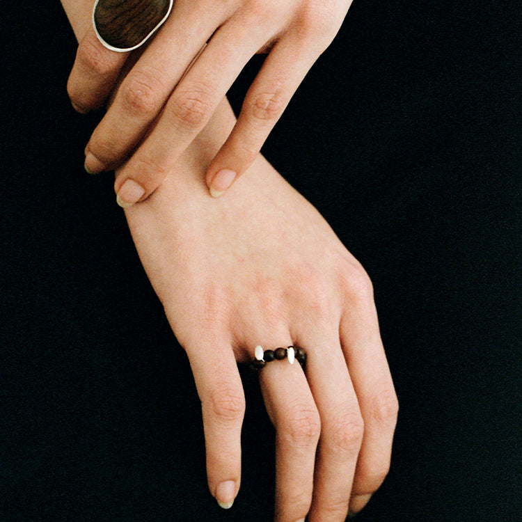 QIQI Pip Beaded Ring in Zebra Wood