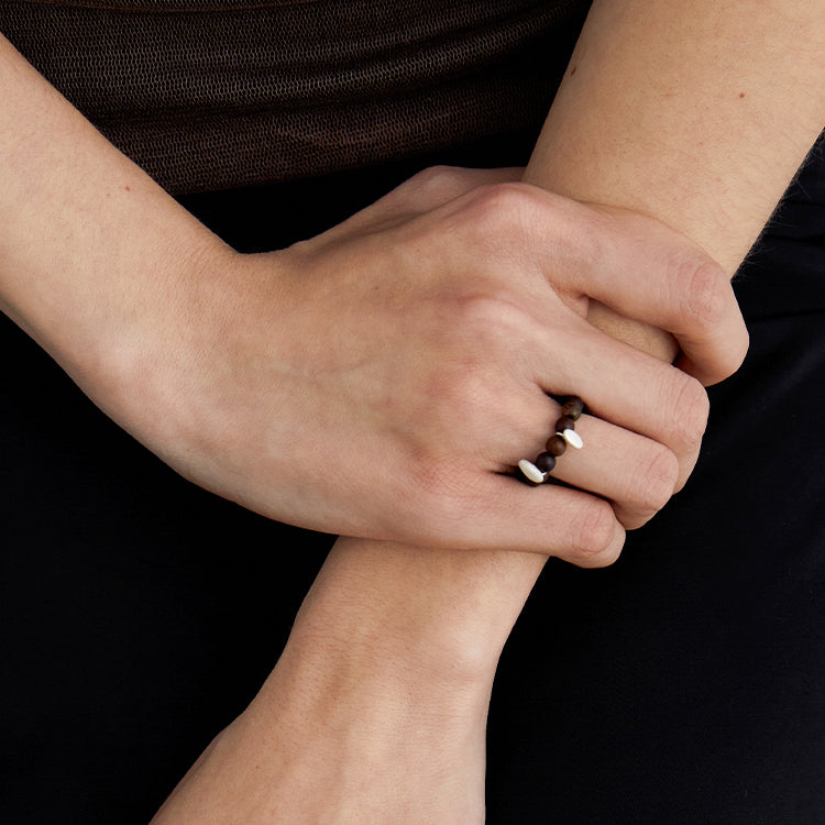 QIQI Pip Beaded Ring in Zebra Wood