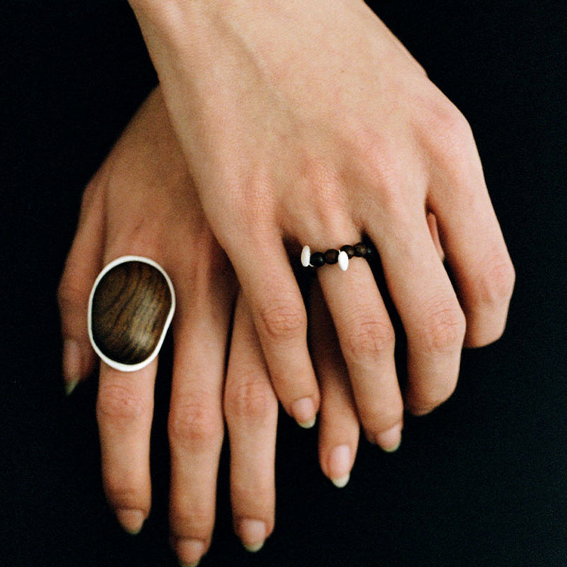 QIQI Pip Beaded Ring in Zebra Wood