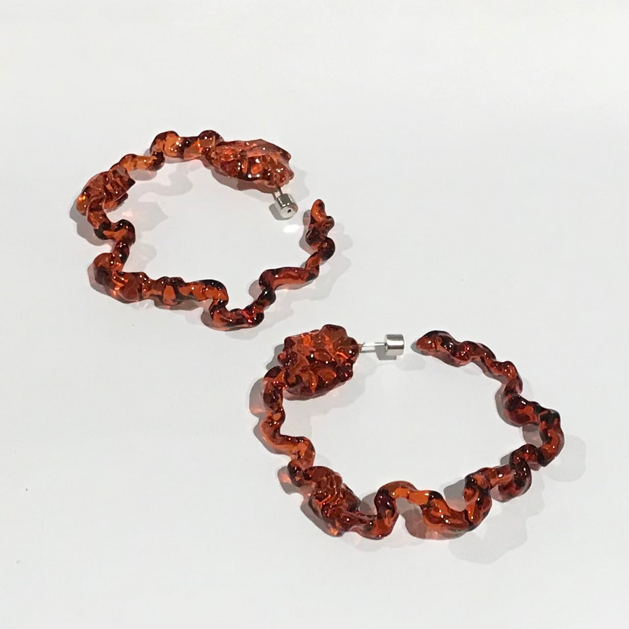 Sphinxy Diamond Fossil Resin C-shape Earrings