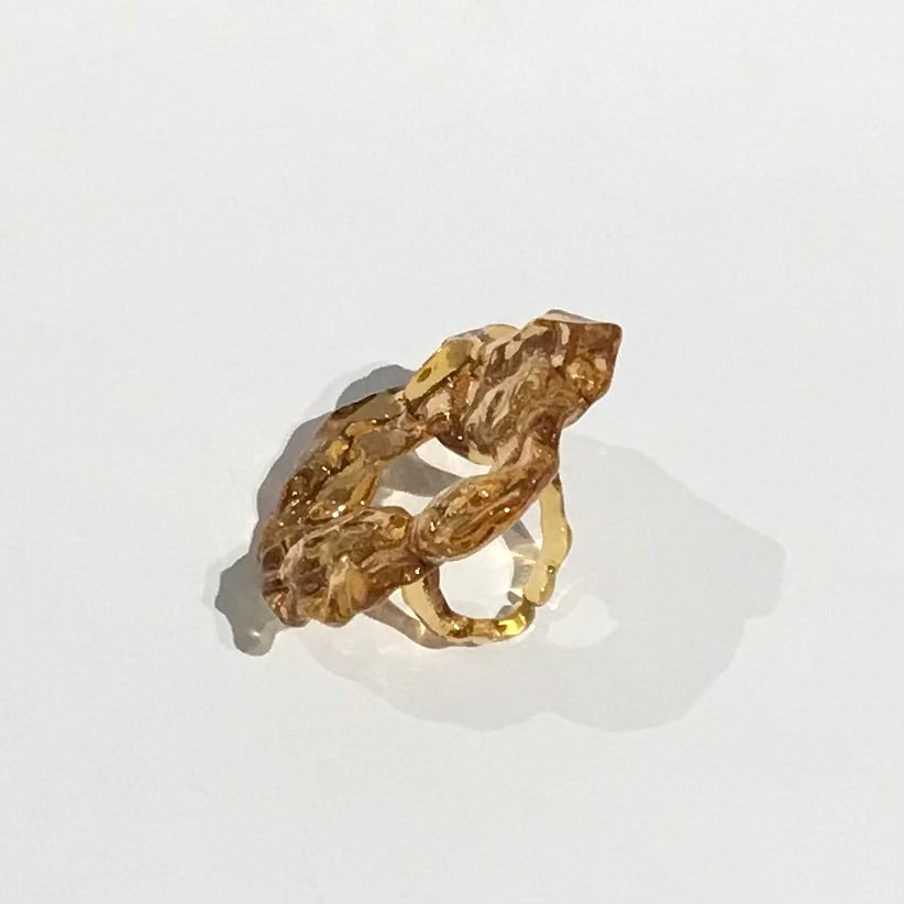 Sphinxy Diamond Fossil Resin Round Ring