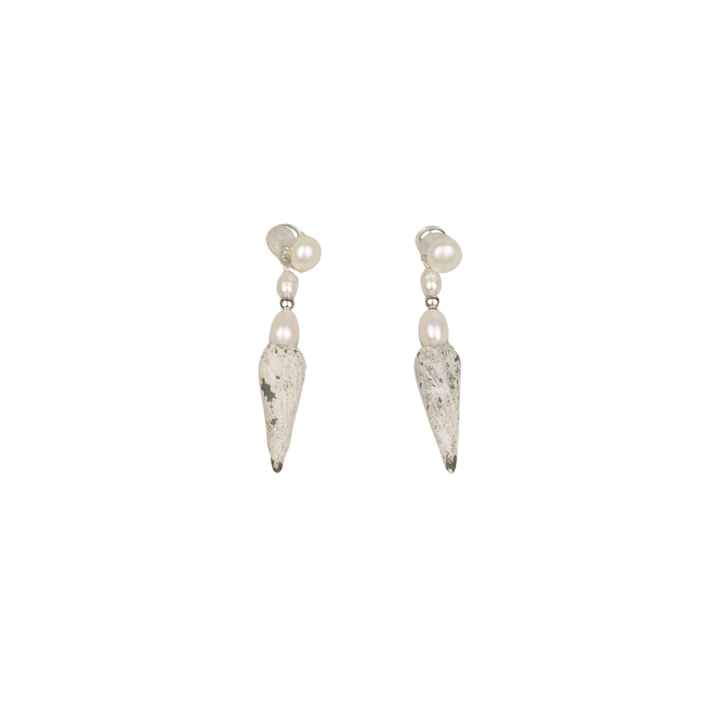 Hanying Silver Glazed Ceramic Heart Earrings
