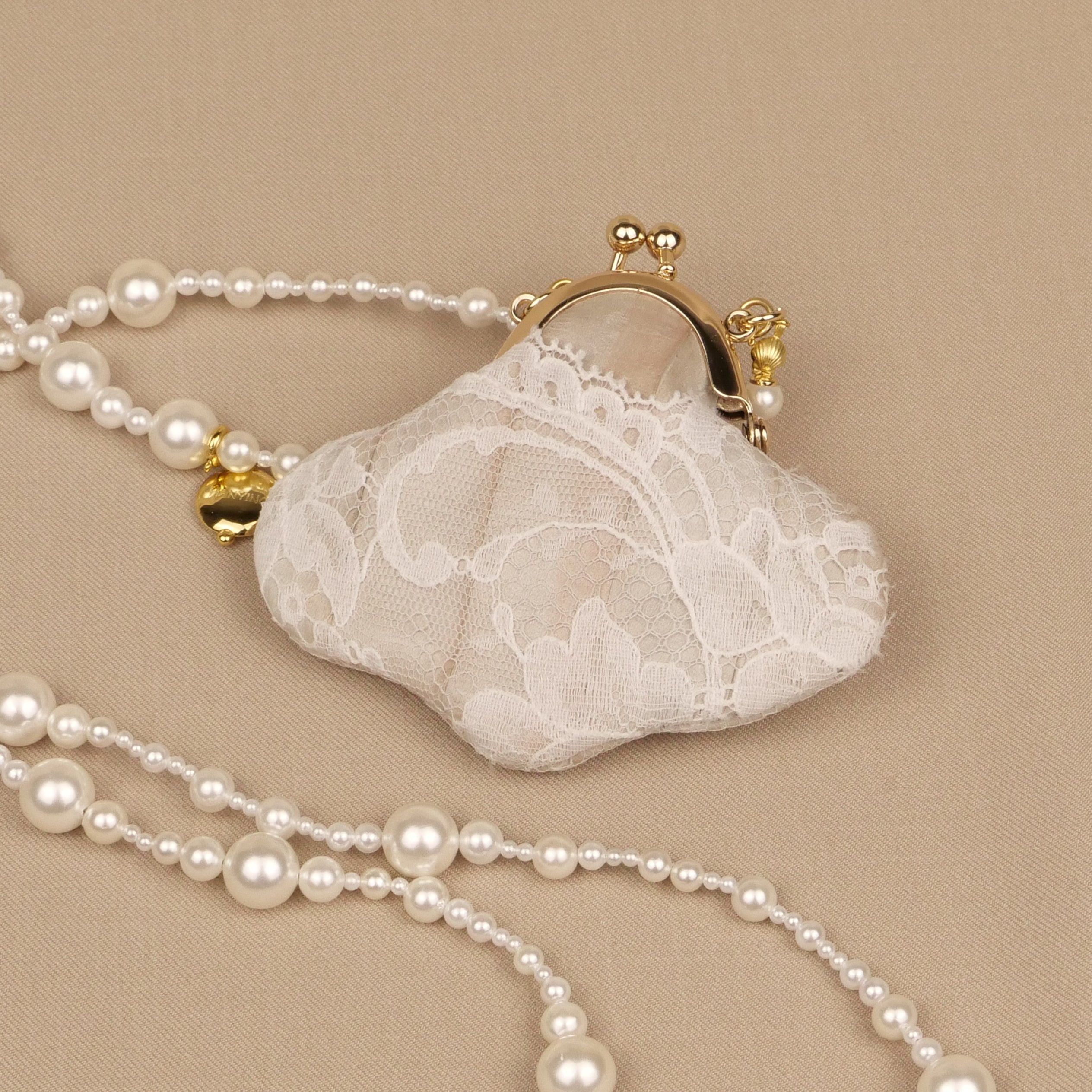 Hanying Beige Mini Bag Lace Pink