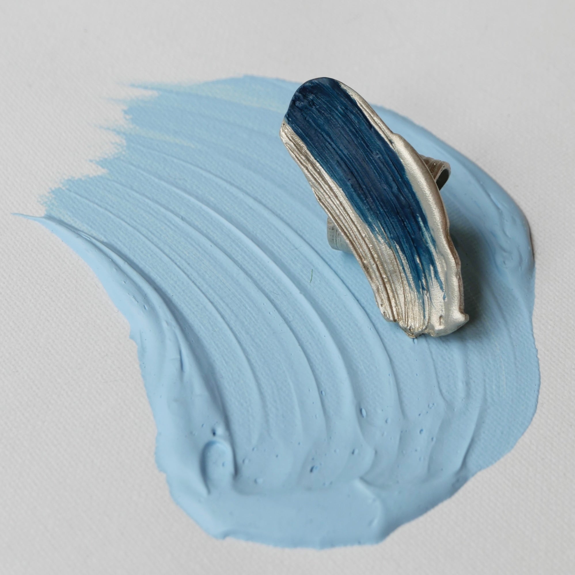 Mass Lee Silver on Canvas Ring Enamel Blue