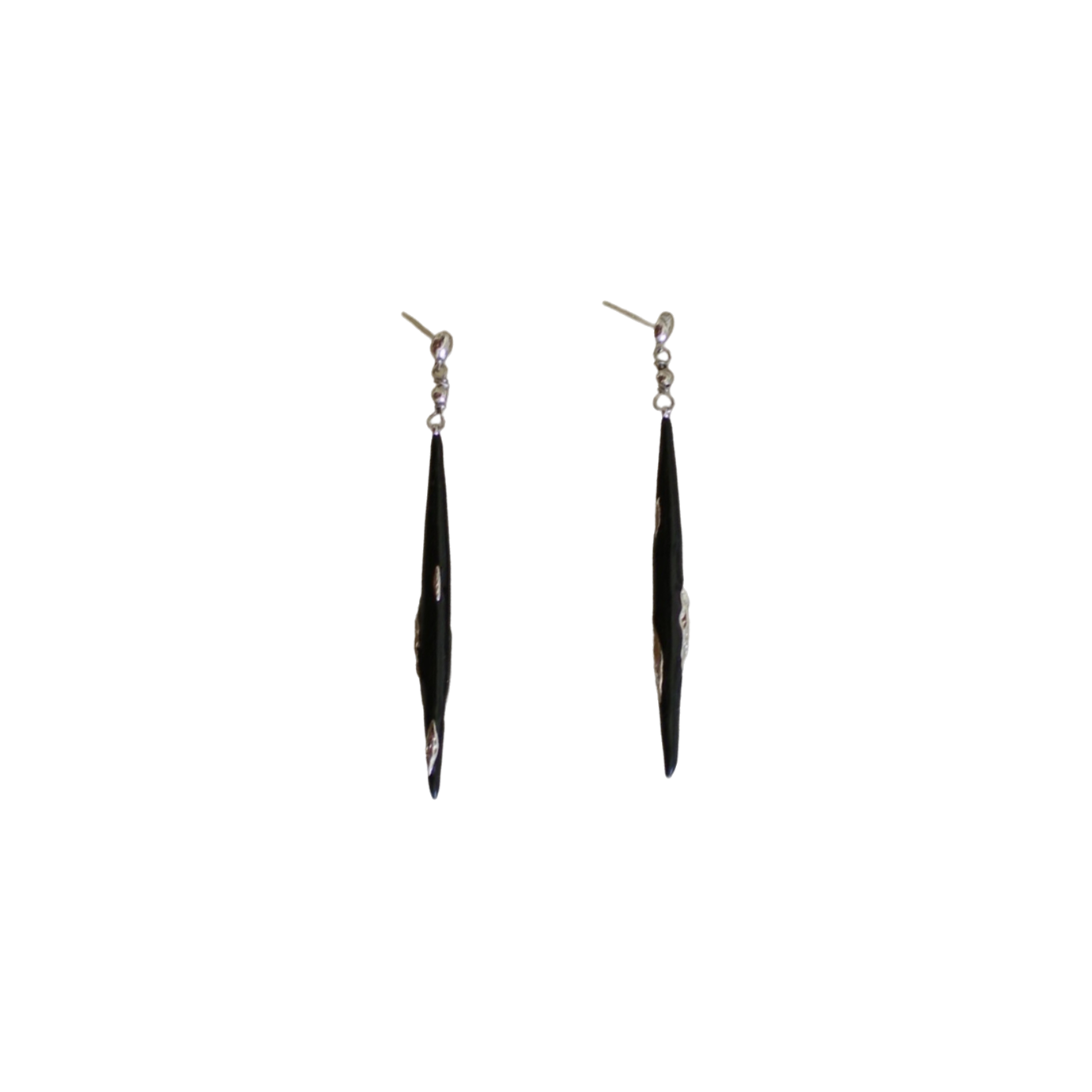 Hanying East of the Sun and West of the Moon Pine Needle Earrings with Black Enamel