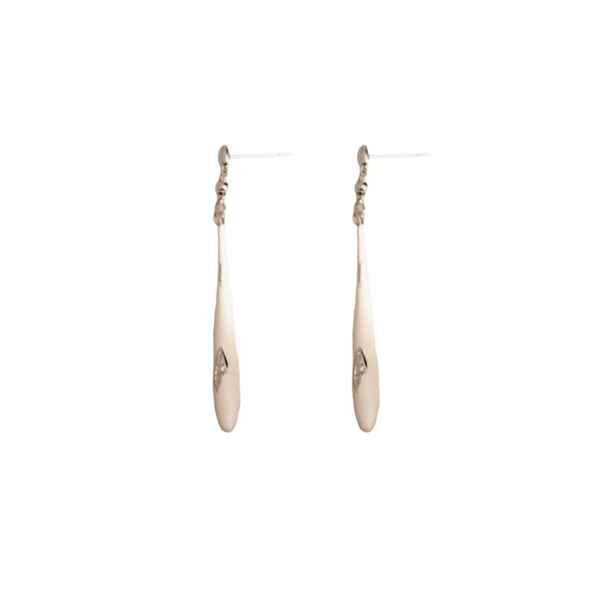 Hanying East of the Sun and West of the Moon Teardrop Earrings with White Enamel