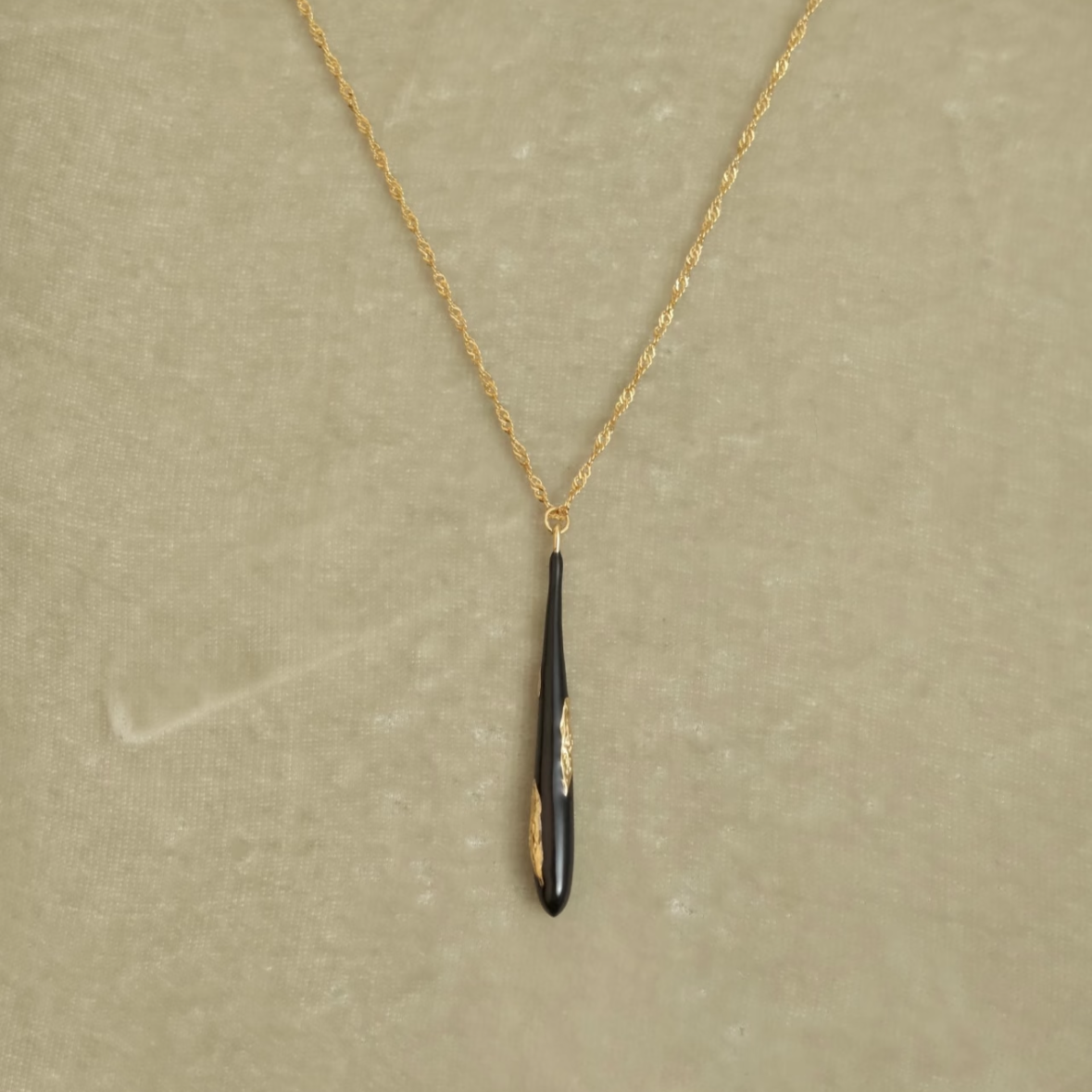 Hanying East of the Sun and West of the Moon Teardrop Pendant with Black Enamel