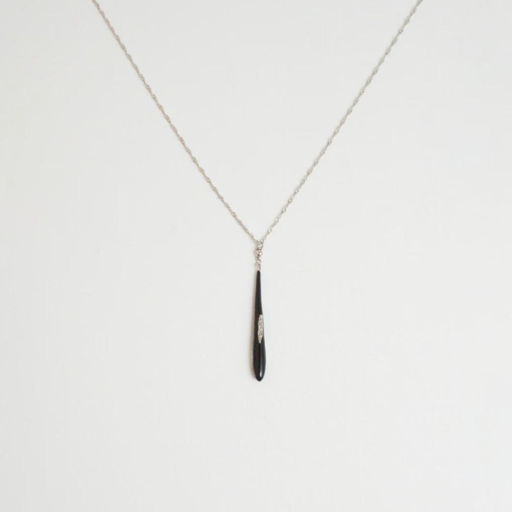 Hanying East of the Sun and West of the Moon Teardrop Pendant with Black Enamel