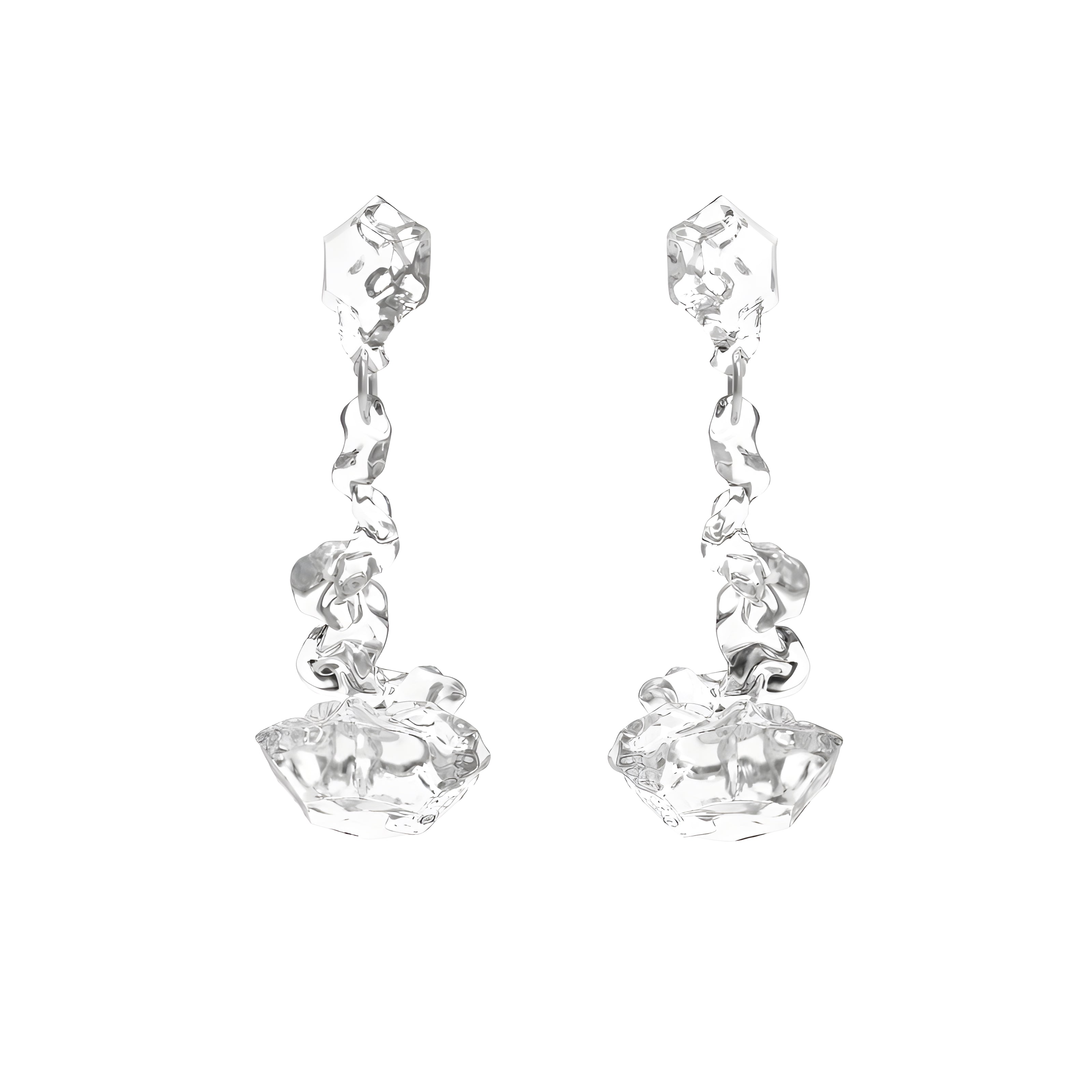 Sphinxy Diamond Fossil Resin Long Earrings