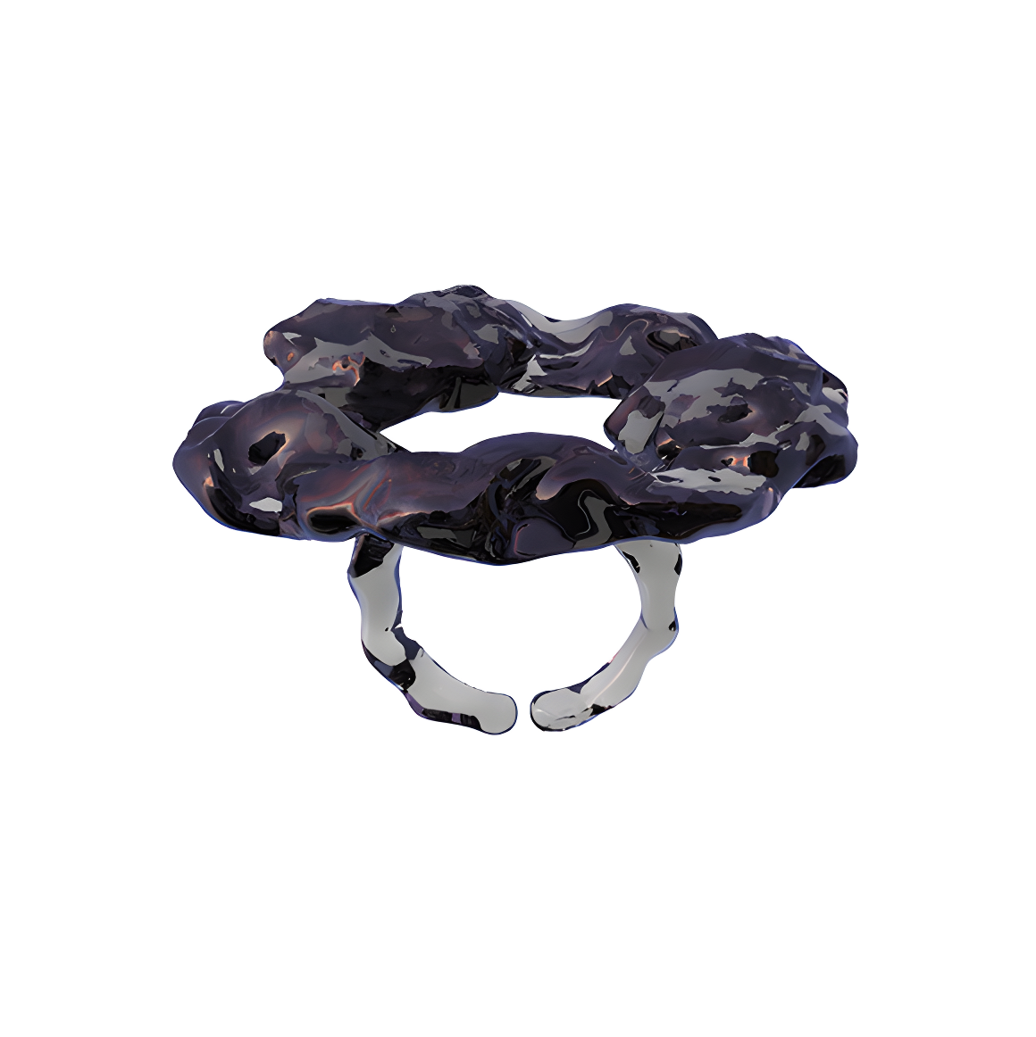 Sphinxy Diamond Fossil Resin Round Ring