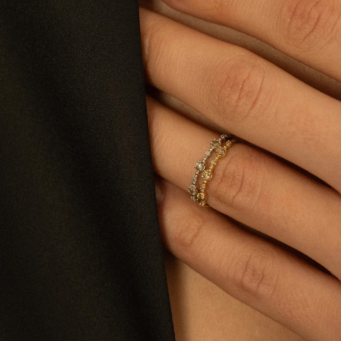 YUHU Vine Diamond Ring Silver