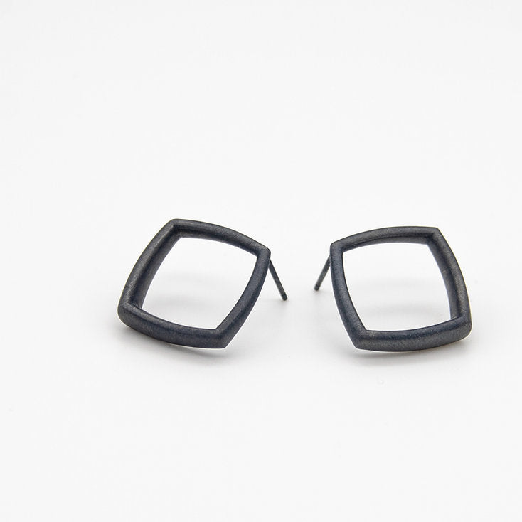 Sheng Zhang Curved Curves Framed Rhombus Earrings