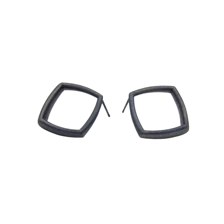 Sheng Zhang Curved Curves Framed Rhombus Earrings