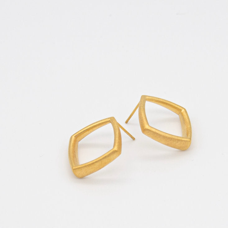 Sheng Zhang Curved Curves Framed Rhombus Earrings