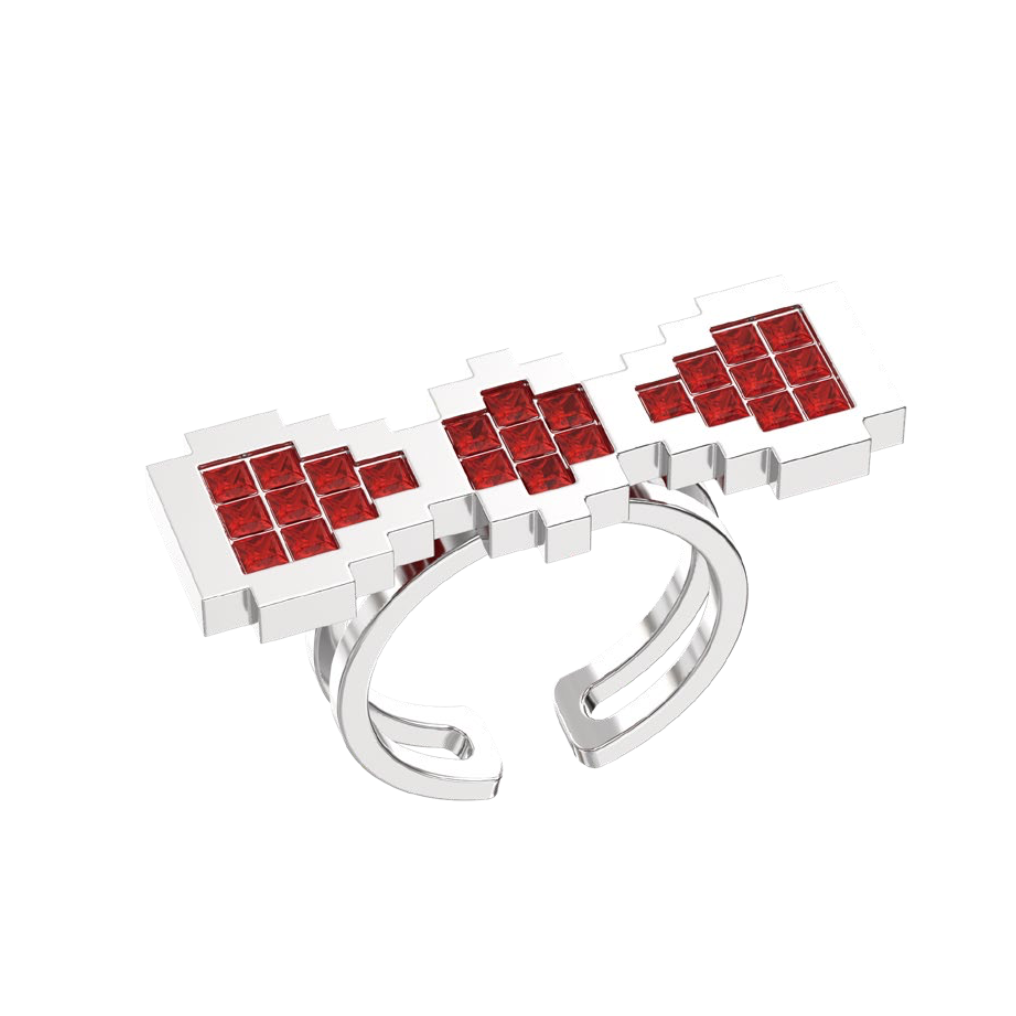 Toggler Pixelated Red Bow Ring