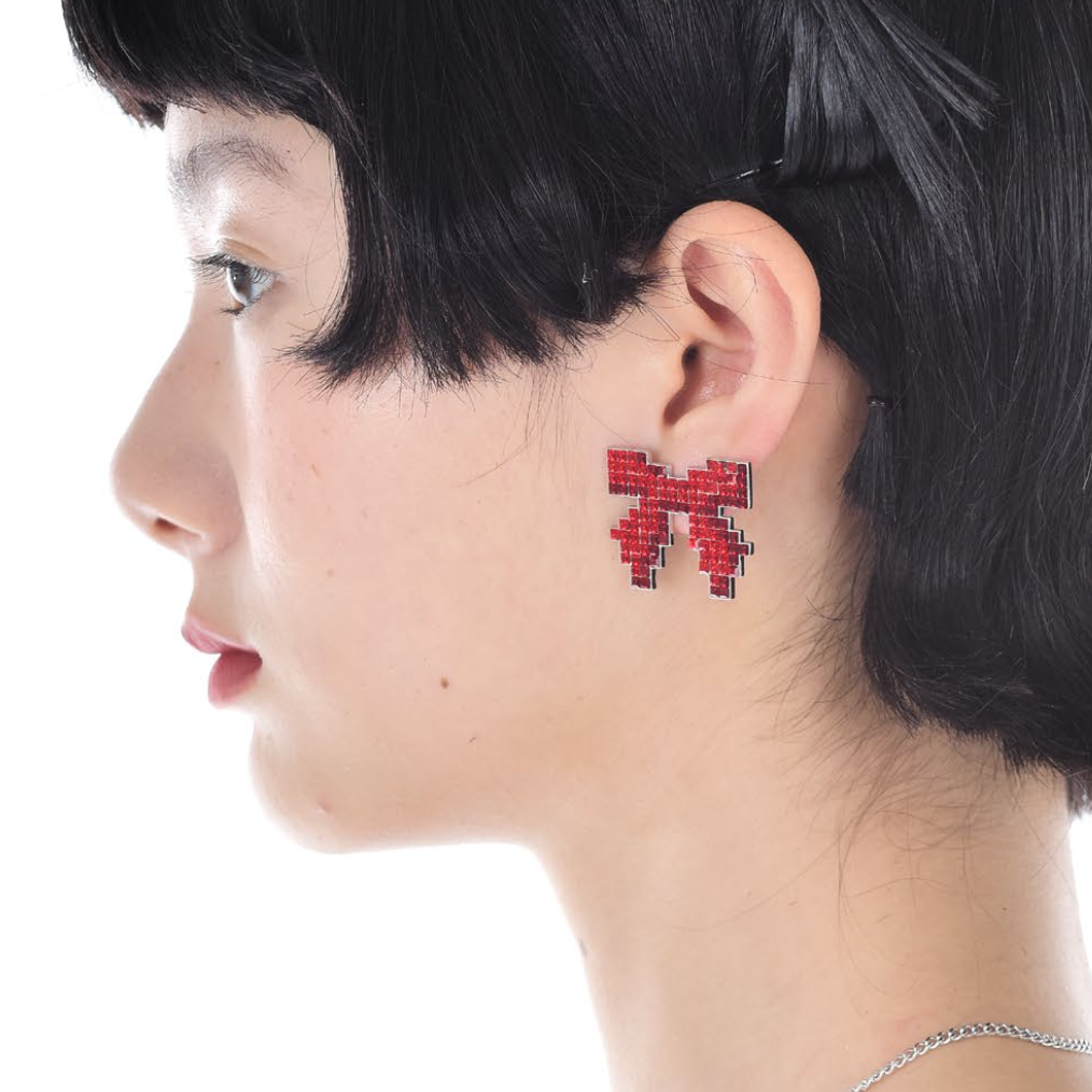 Toggler Pixelated Red Knot Earring Large - ALSOLIKE