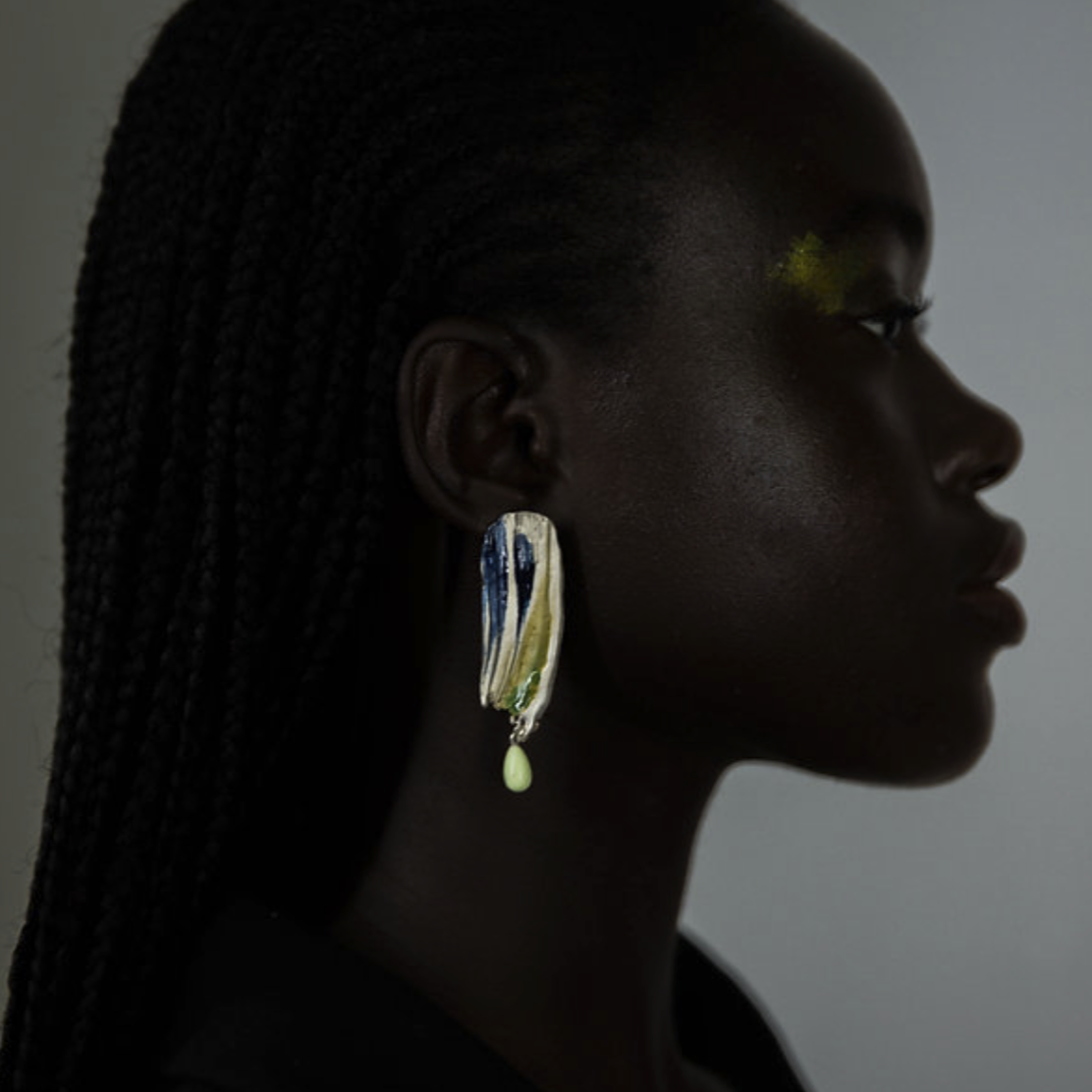Mass Lee Portret Earrings Enamel Green