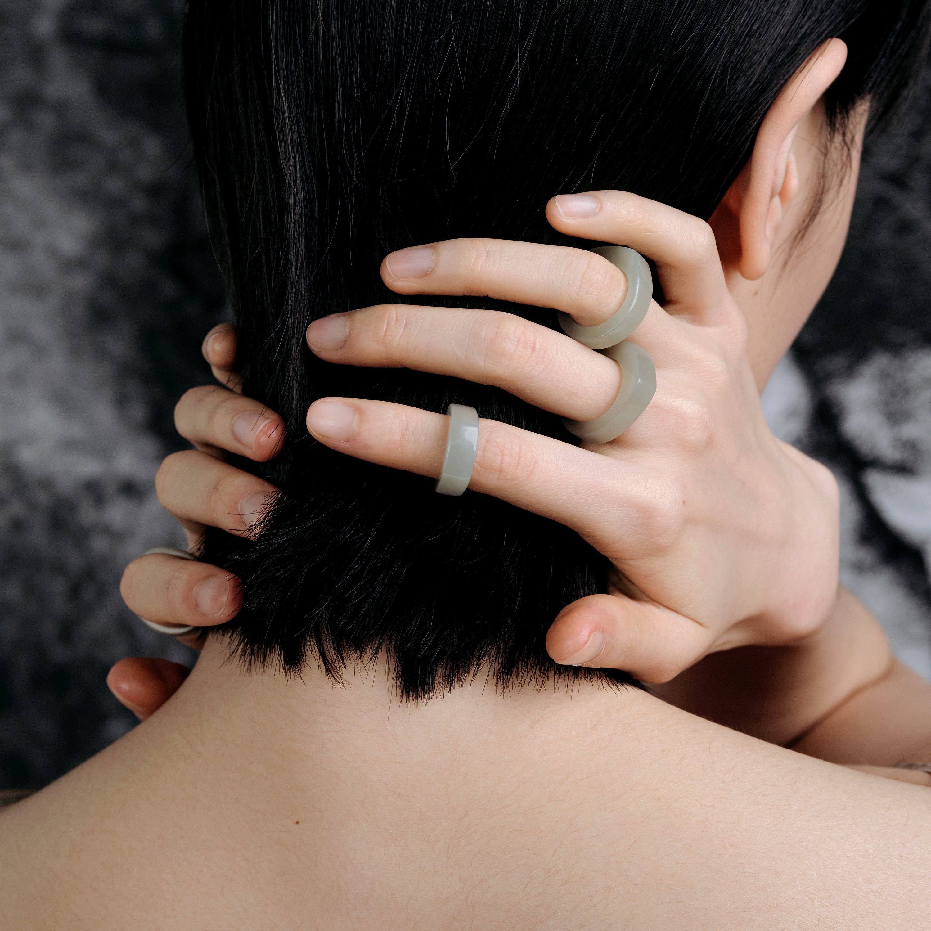 L'ELEMENTO Hetian White Green Jade Ring